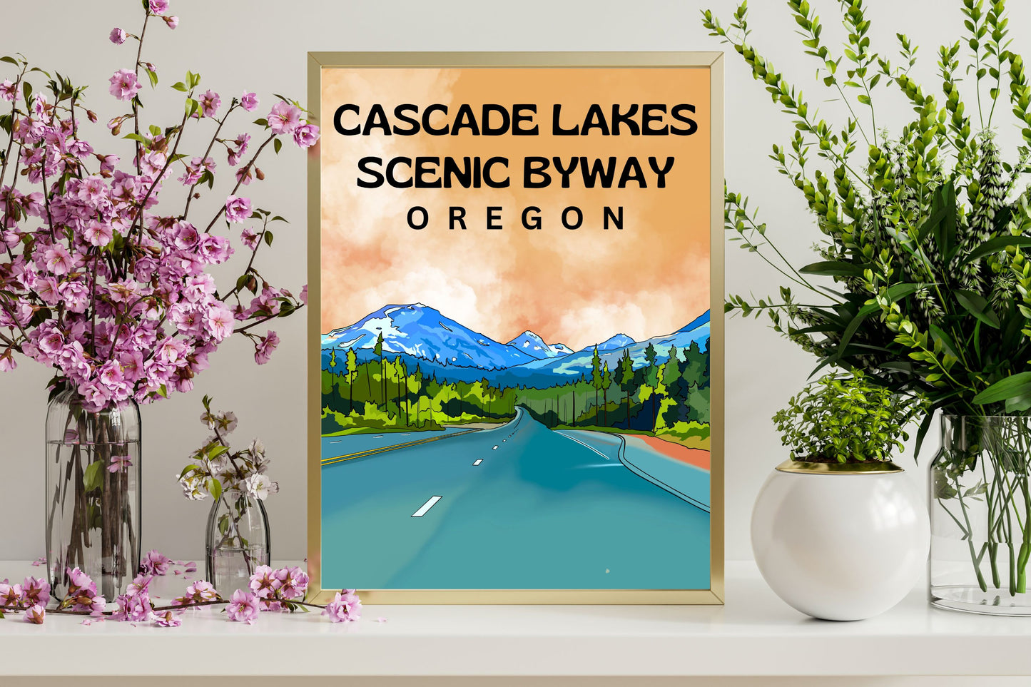 Cascade Lakes Scenic Byway, Oregon | Travel Poster Art Print - Wild Life Design Co.