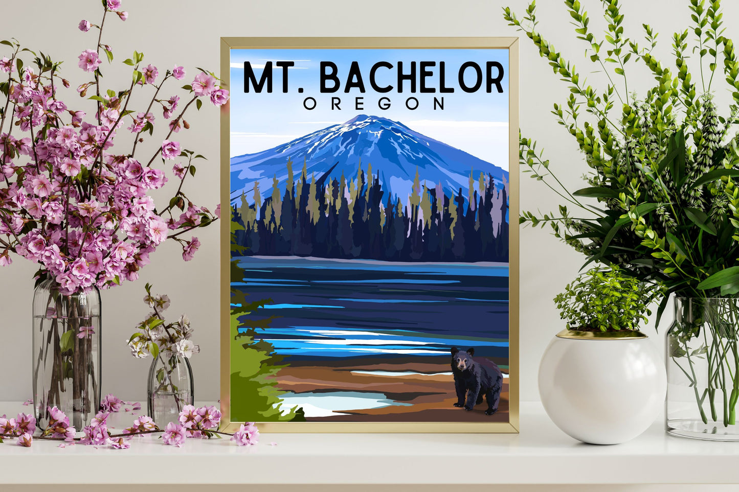 Mount Bachelor, Oregon | Travel Poster Art Print - Wild Life Design Co.