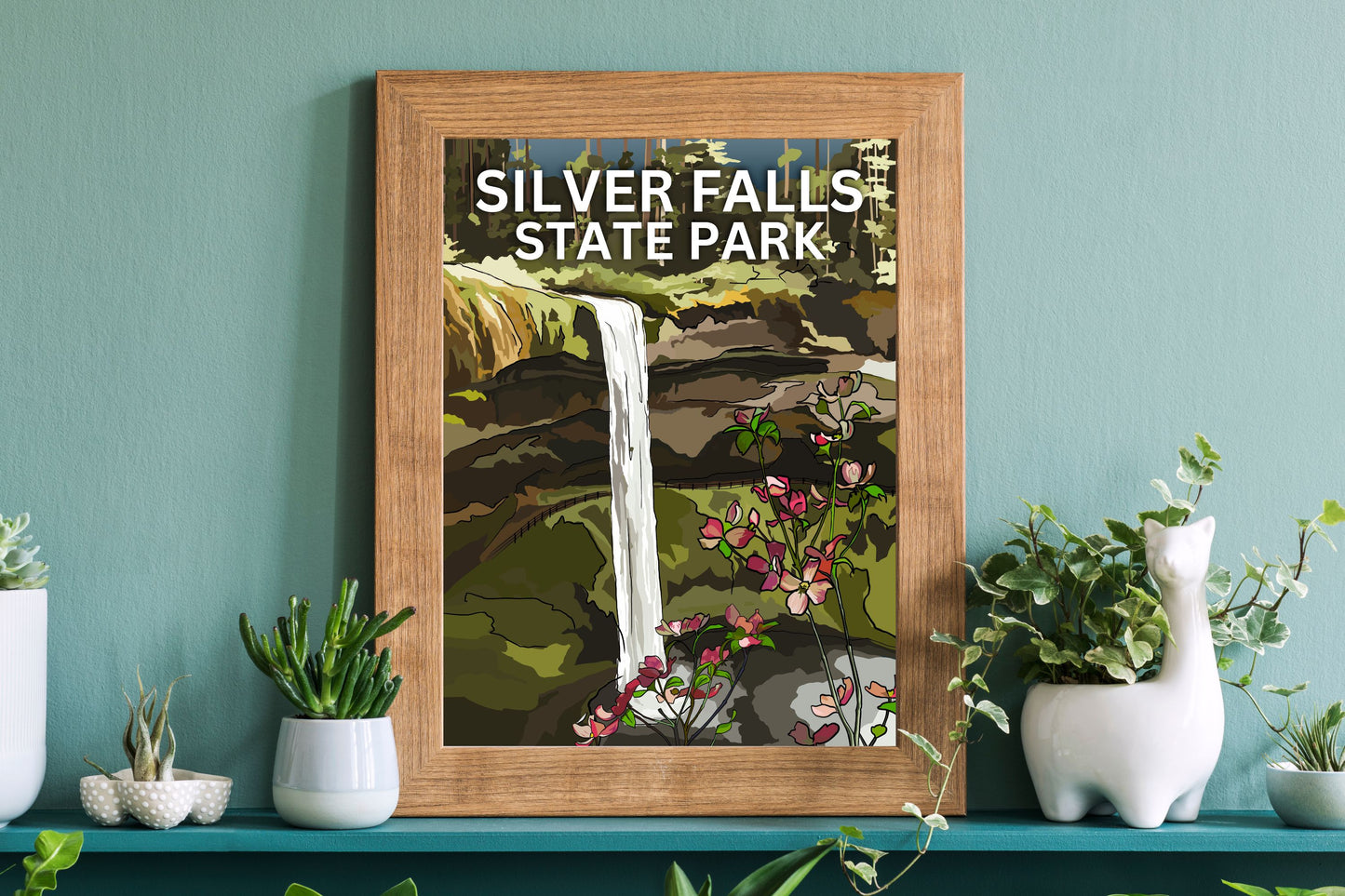Silver Falls State Park, Oregon | Travel Poster Art Print - Wild Life Design Co.