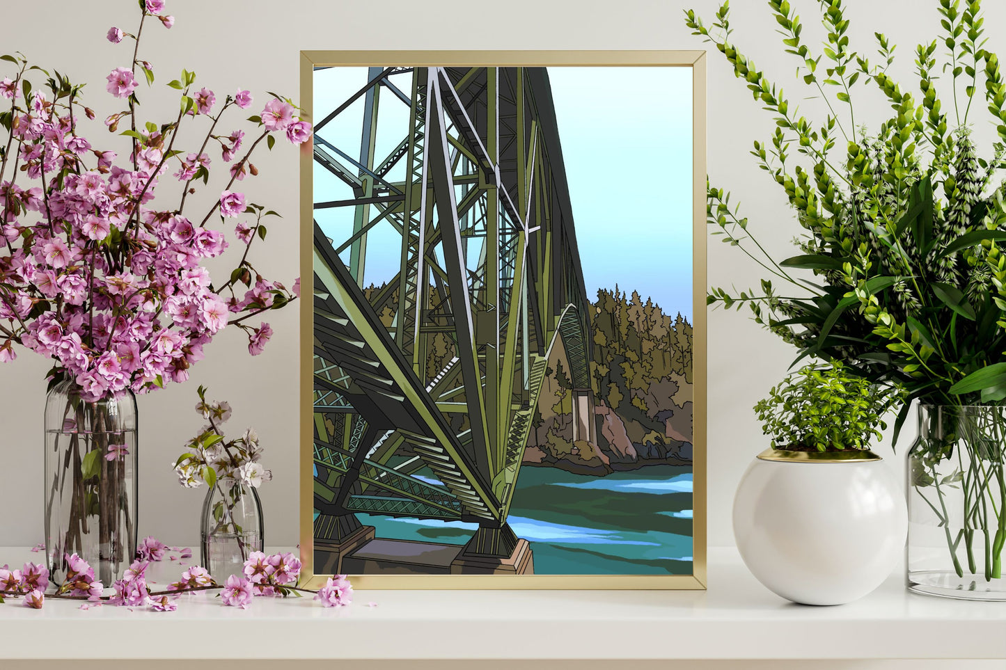 Deception Pass Bridge State Park | Travel Poster Art Print - Wild Life Design Co.