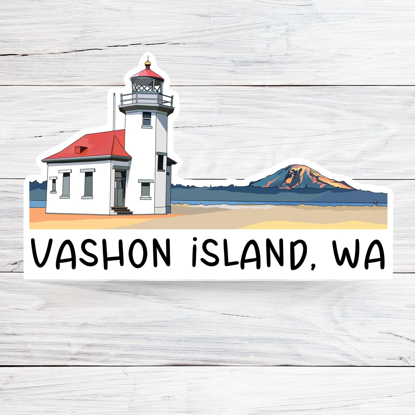 Vashon Island, Washington Sticker | Mount Rainier Vinyl Decal