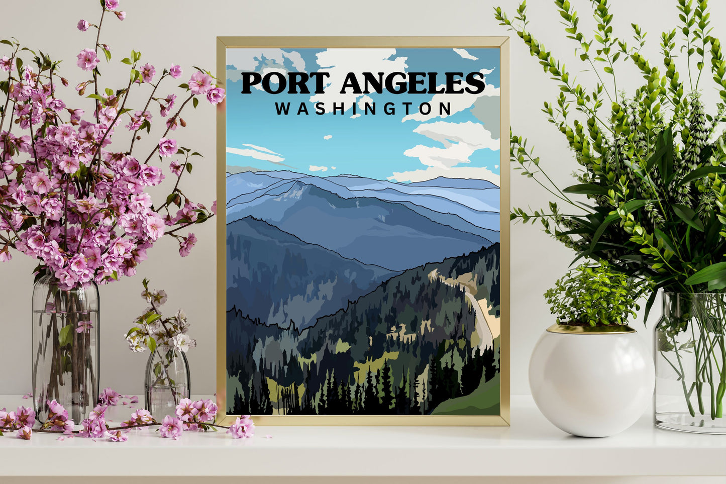 Port Angeles, Washington | Travel Poster Art Print - Wild Life Design Co.