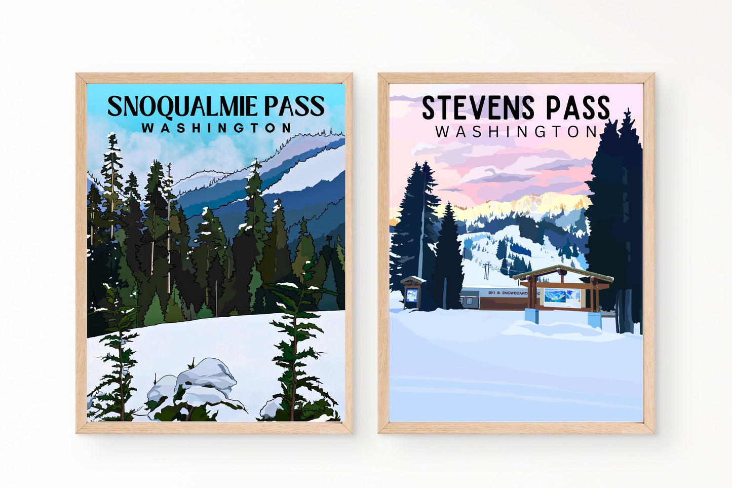 Stevens Pass, Washington | Travel Poster Art Print - Wild Life Design Co.