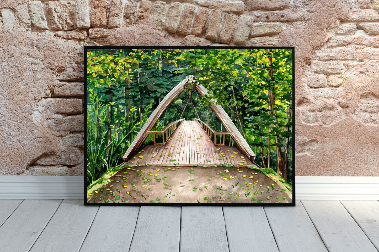Middle Fork Gateway Suspension Bridge | Archival Watercolor Art Print - Emma H. Baldwin