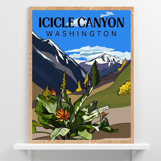 Icicle Canyon, Leavenworth, Washington | Travel Poster Art Print - Wild Life Design Co.