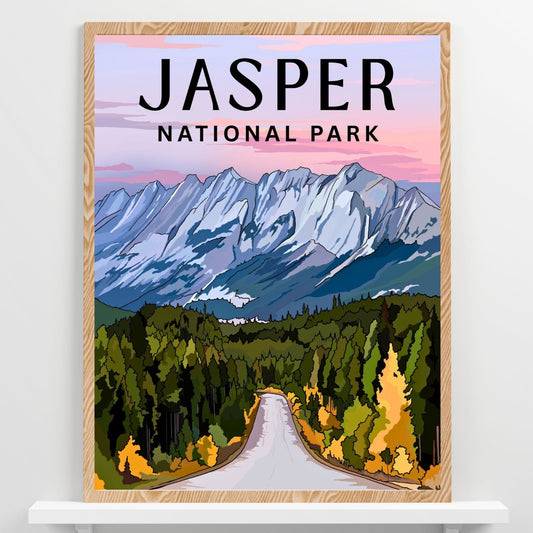 Jasper National Park, Alberta | Travel Poster Art Print - Wild Life Design Co.