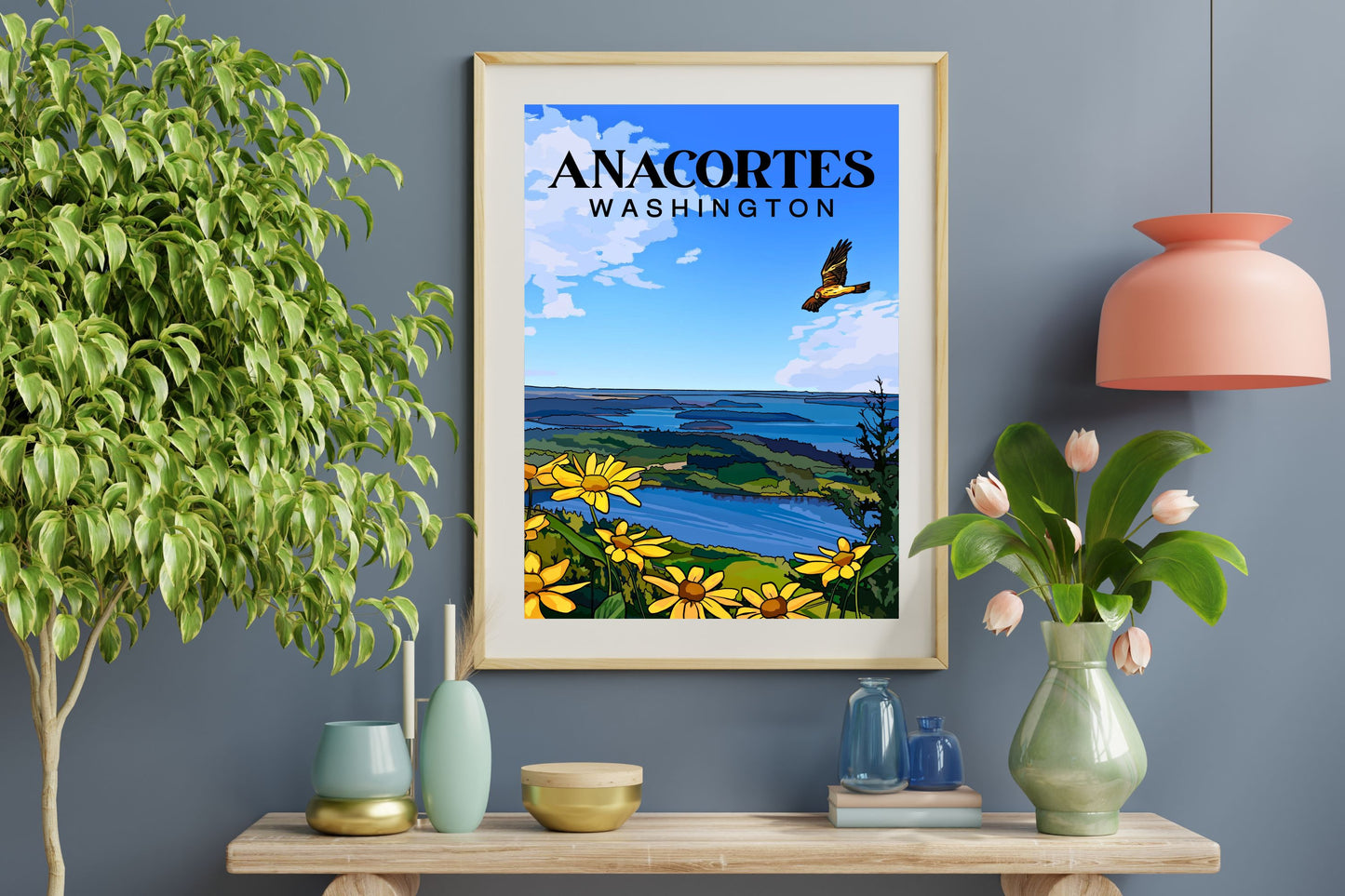 Anacortes, Washington Travel Poster Art Print