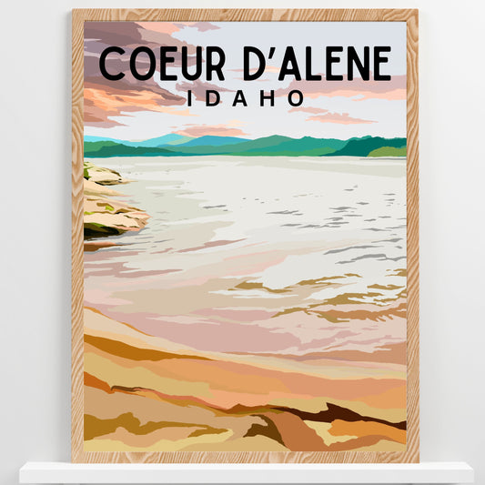 Coeur d'Alene, Idaho | Travel Poster Art Print - Wild Life Design Co.