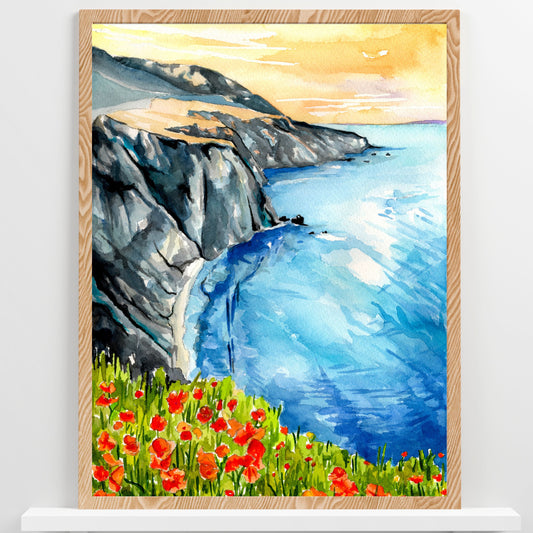 Cliffside Wildflowers | Archival Watercolor Art Print - Emma H. Baldwin