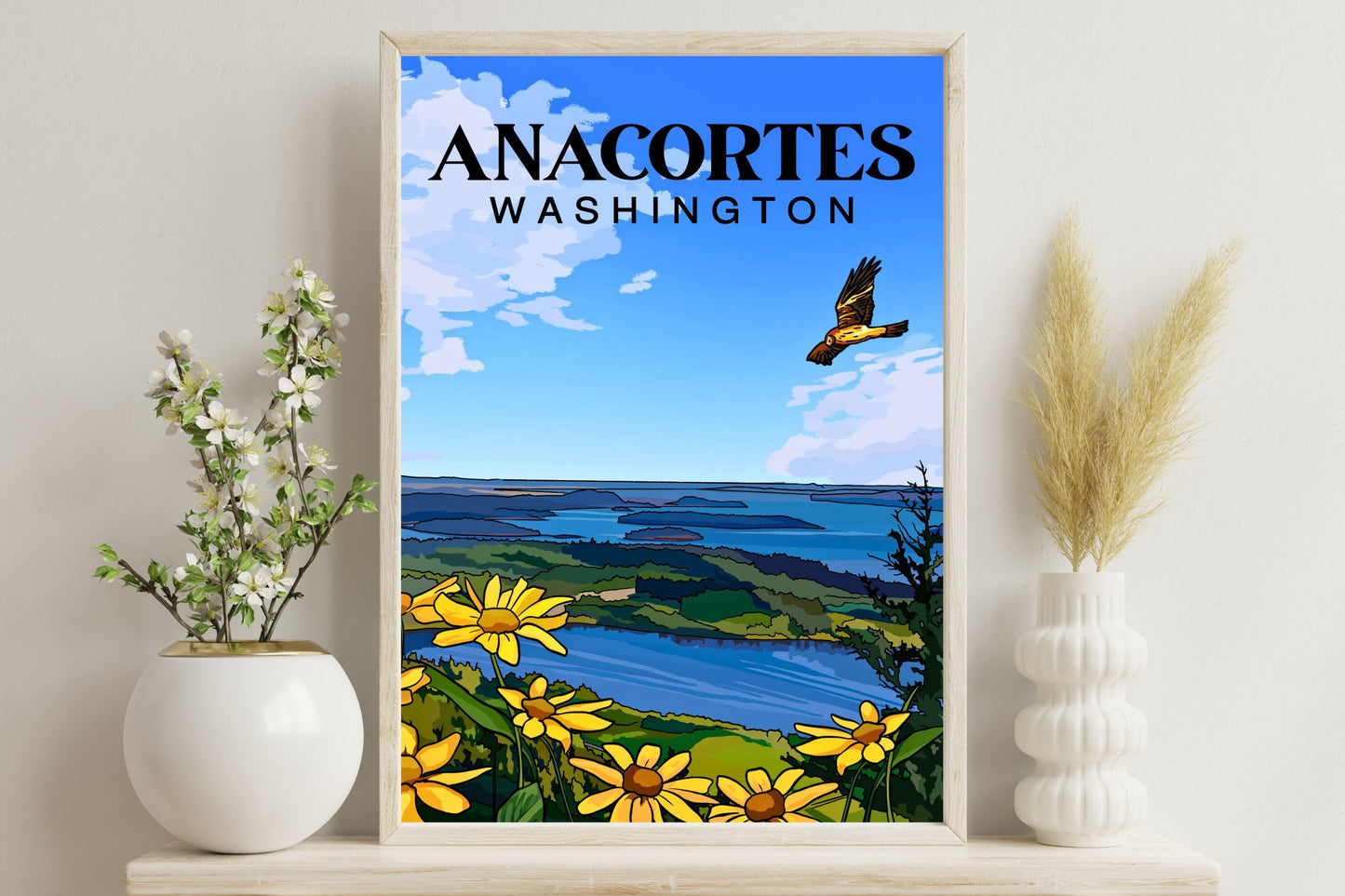Anacortes, Washington Travel Poster Art Print