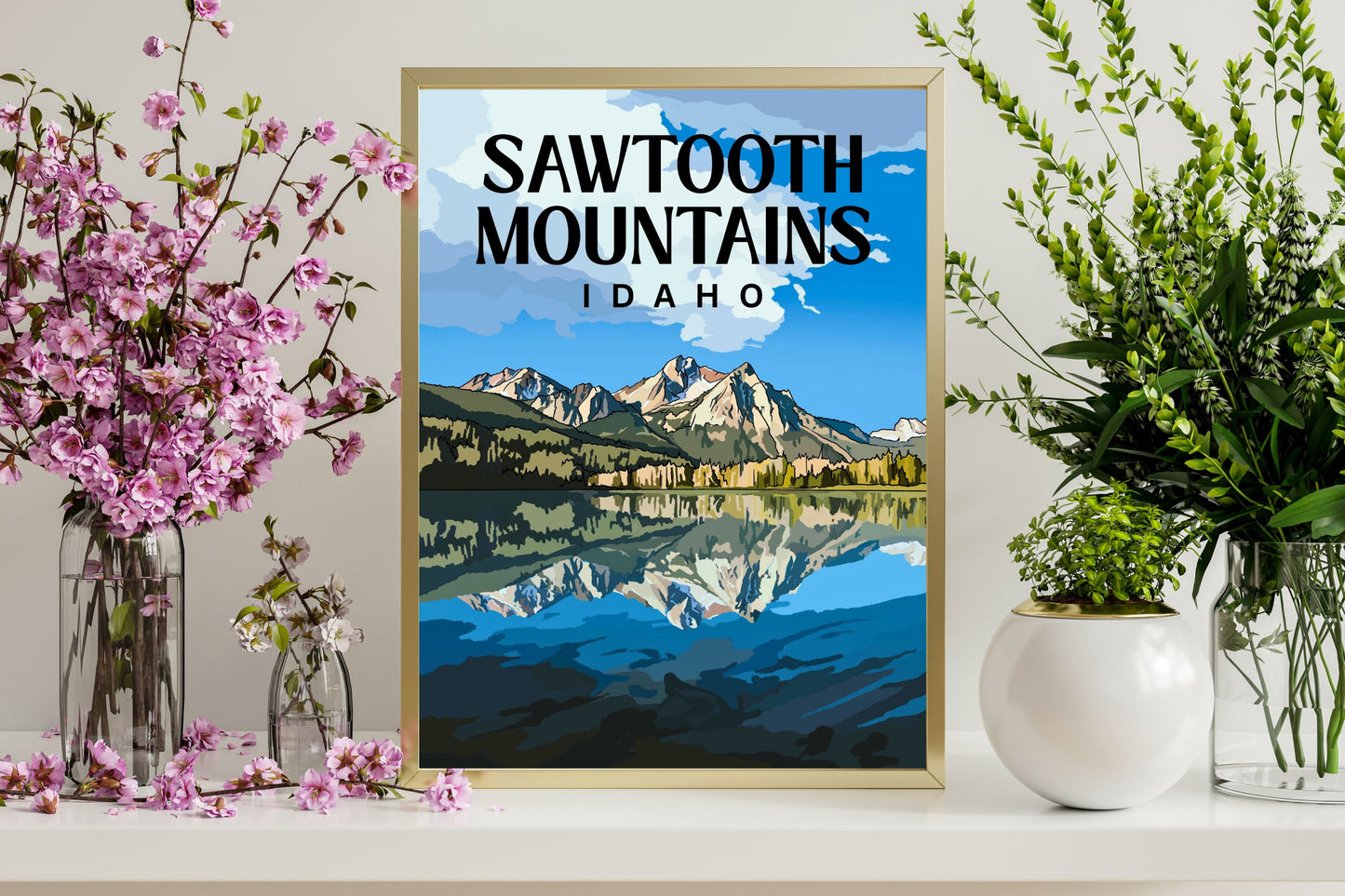Sawtooth Mountains, Idaho Art Print / Travel Poster