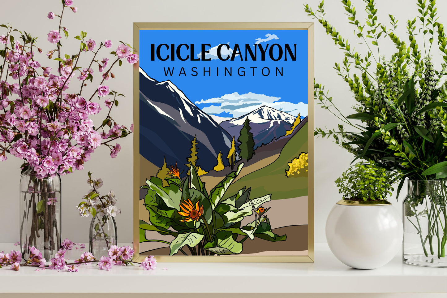 Icicle Canyon, Leavenworth, Washington | Travel Poster Art Print - Wild Life Design Co.