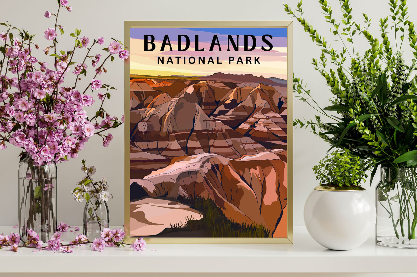 Badlands National Park, South Dakota | Travel Poster Art Print - Wild Life Design Co.