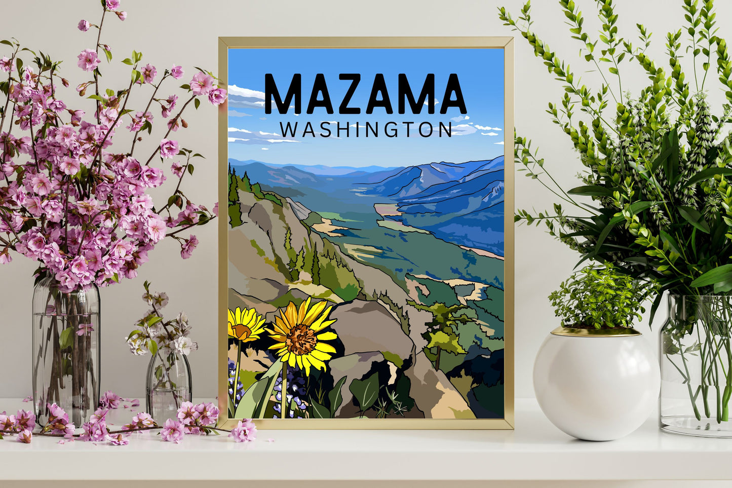 Mazama, Washington | Travel Poster Art Print - Wild Life Design Co.