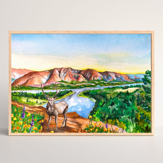 Columbia River Gorge | Archival Watercolor Art Print - Emma H. Baldwin