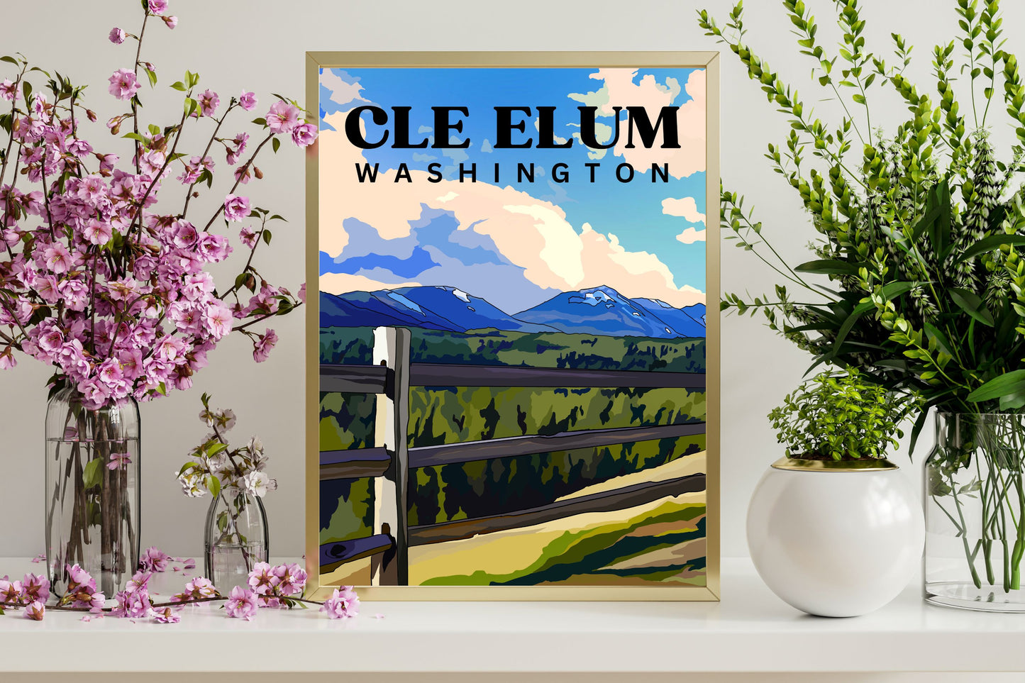 Cle Elum, Washington | Travel Poster Art Print - Wild Life Design Co.