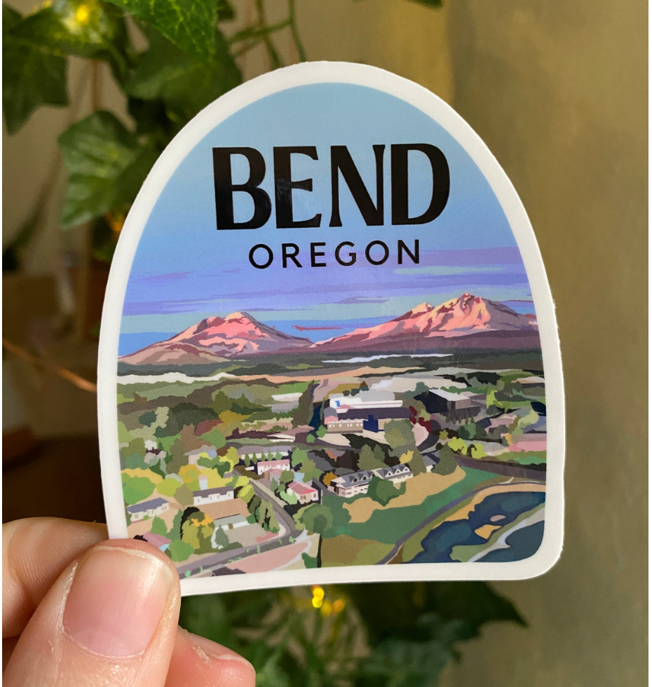 Bend, Oregon Sticker - Central Oregon Sisters Vinyl Decal, Waterproof Outdoor Use, UV resistant Decal