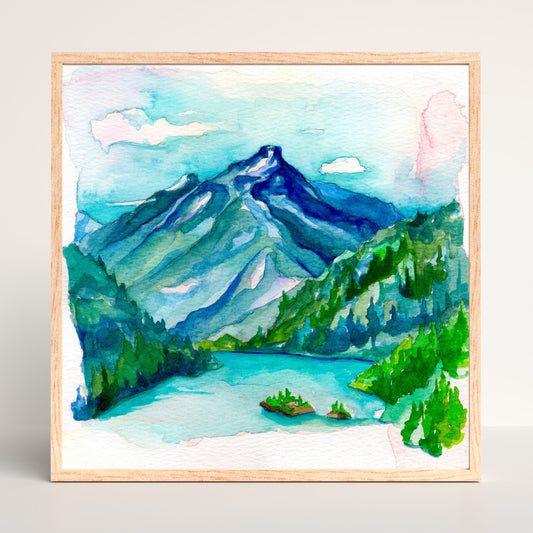 Diablo Lake watercolor print by Emma H Baldwin