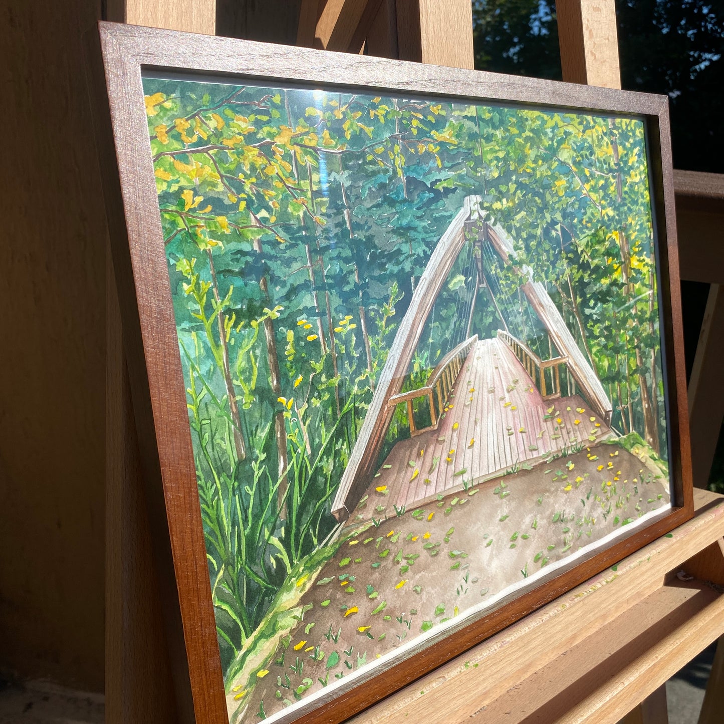 Middle Fork Suspension Bridge | Original Watercolor Painting