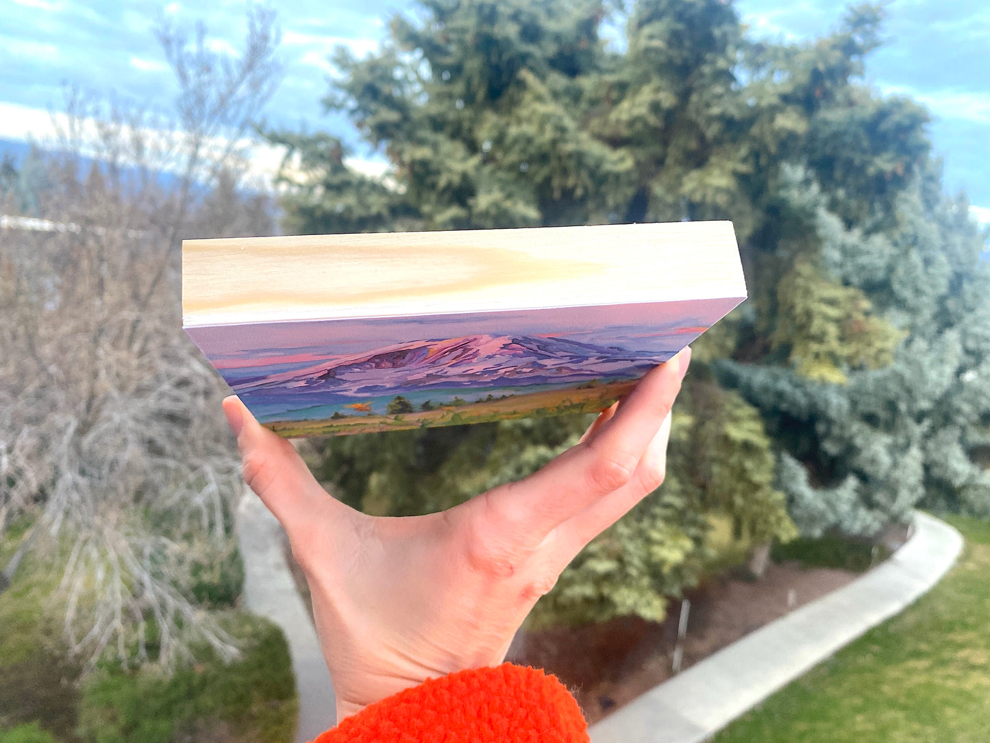 Mt. Rainier Wood Panel Print 5x5" | Watercolor Print