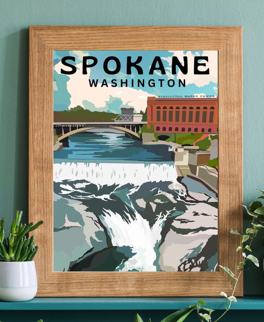 Spokane, Washington Poster Art | Spokane Falls