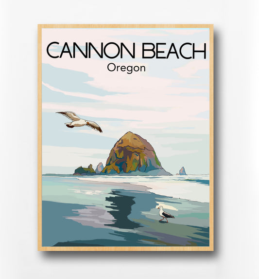 Cannon Beach and Haystack Rock Poster | Oregon Coast Print