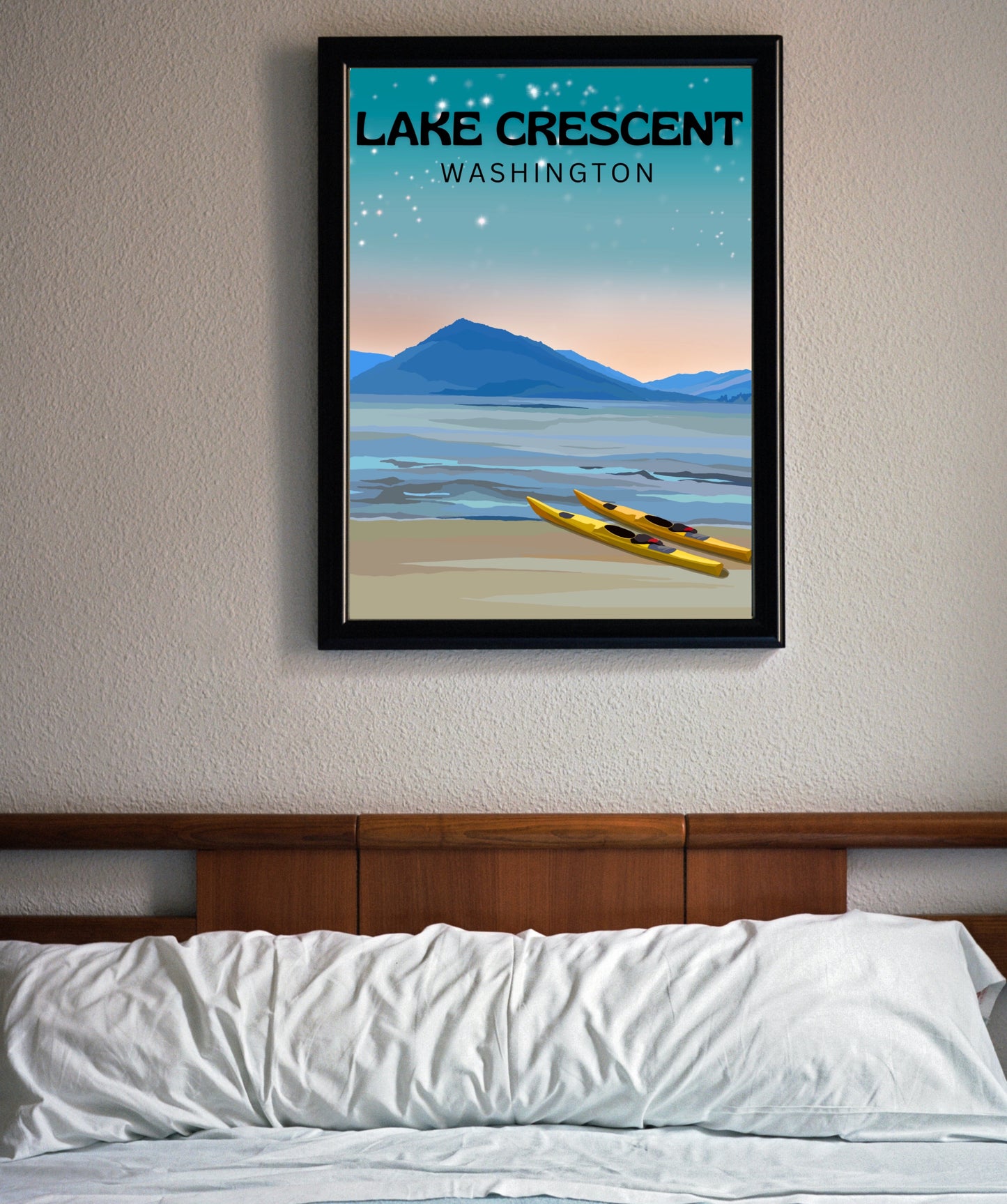 Crescent Lake, Washington | Travel Poster Art Print - Wild Life Design Co.