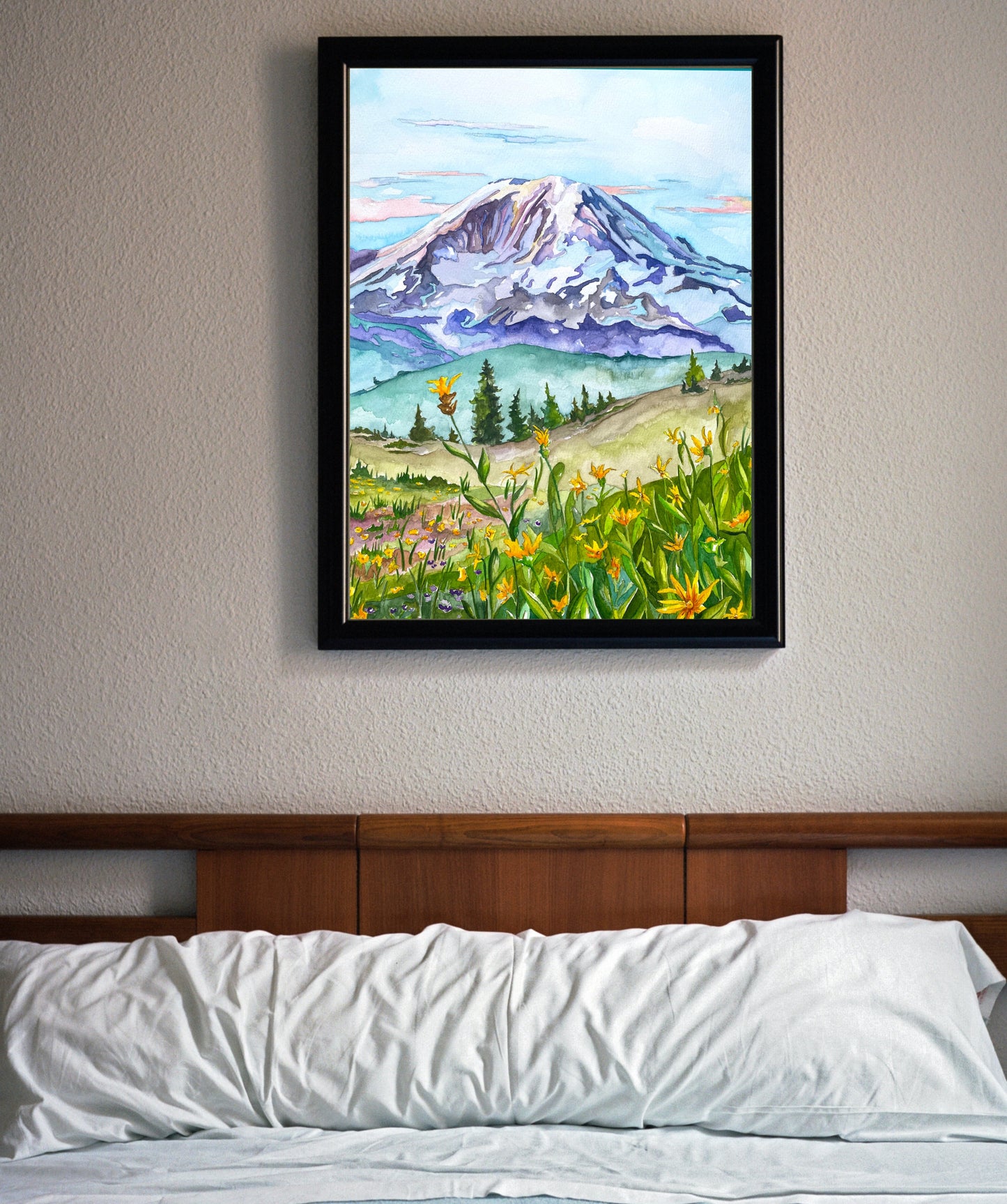 Mt. Rainier Watercolor Art Print | Washington Mountains Wall Art