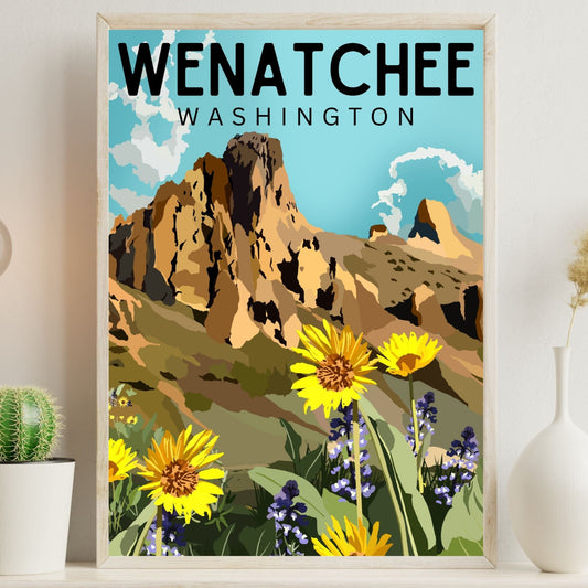 Wenatchee Saddlerock Travel Poster | Central Washington Hiking