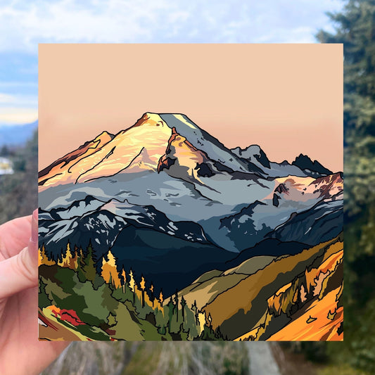 Mt. Baker Sunrise Wood Panel Print 5x5" | Mountain Print