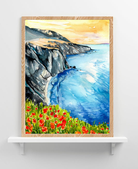 Cliffside Wildflowers | Original Watercolor Painting