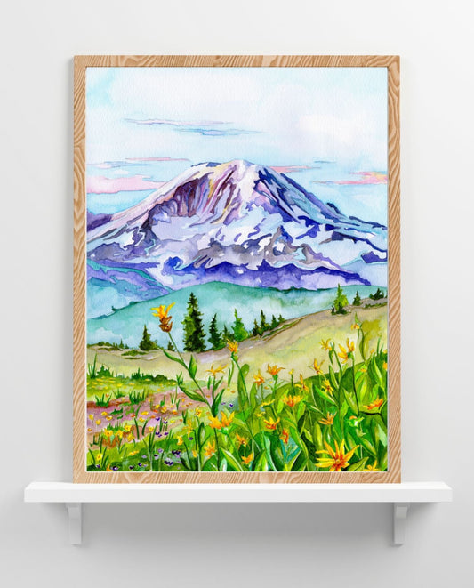 Mt. Rainier Meadows | Original Watercolor Painting