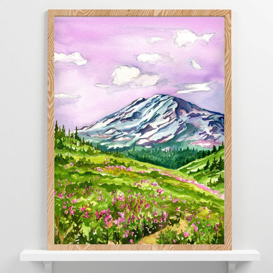 Mt. Adams Wildflower Fields | Archival Watercolor Art Print - Emma H. Baldwin