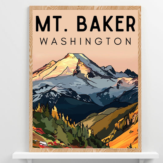 Mt. Baker, Washington | Travel Poster Art Print - Wild Life Design Co.
