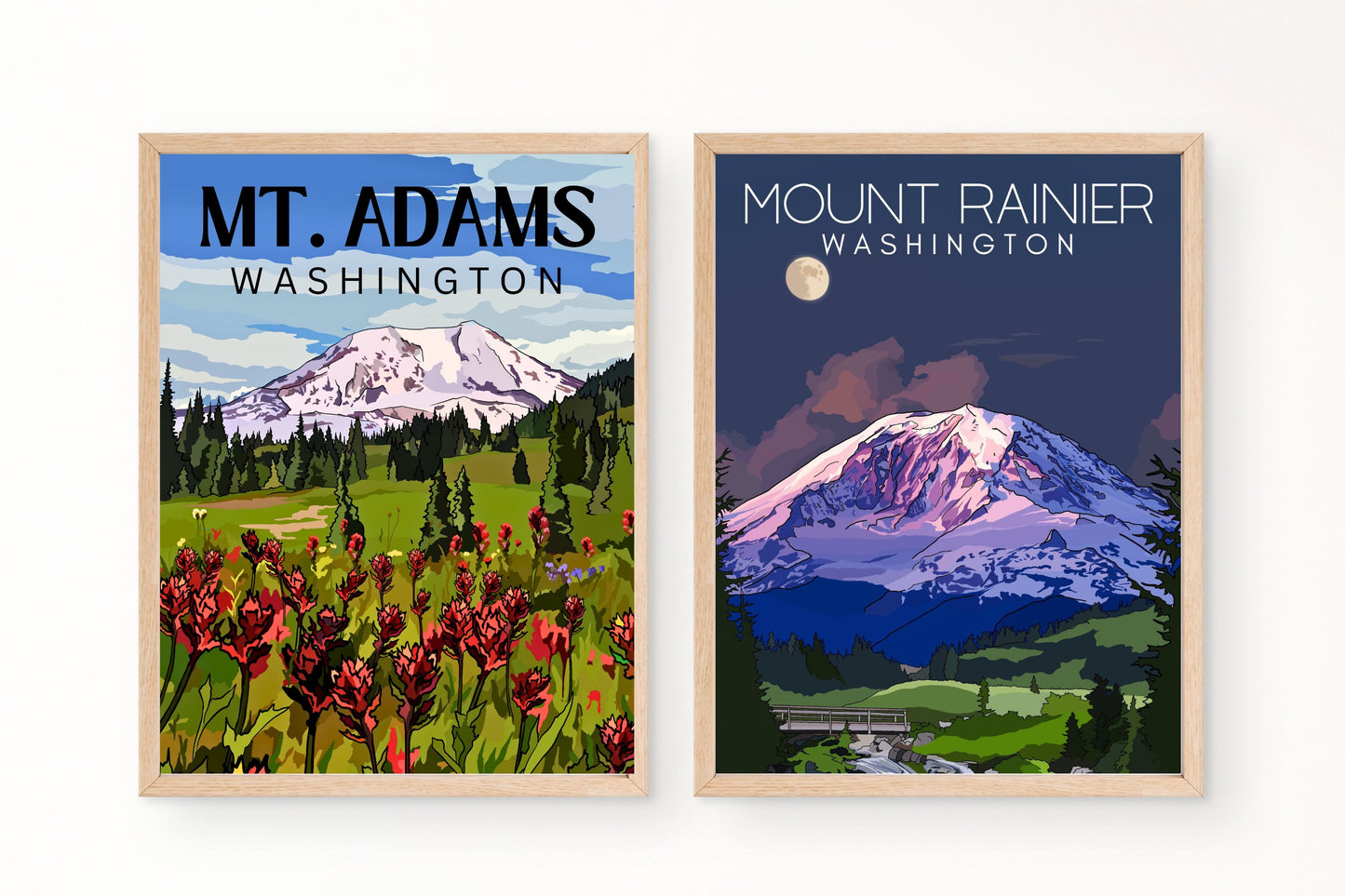 Mount Adams, Washington | Travel Poster Art Print - Wild Life Design Co.