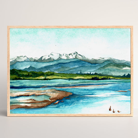 View of the Olympic Mountains | Original Watercolor Painting
