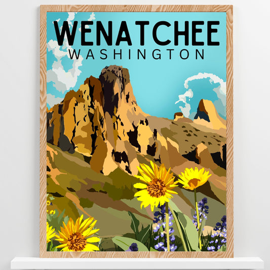 Wenatchee, Washington Saddlerock | Travel Poster Art Print - Wild Life Design Co.