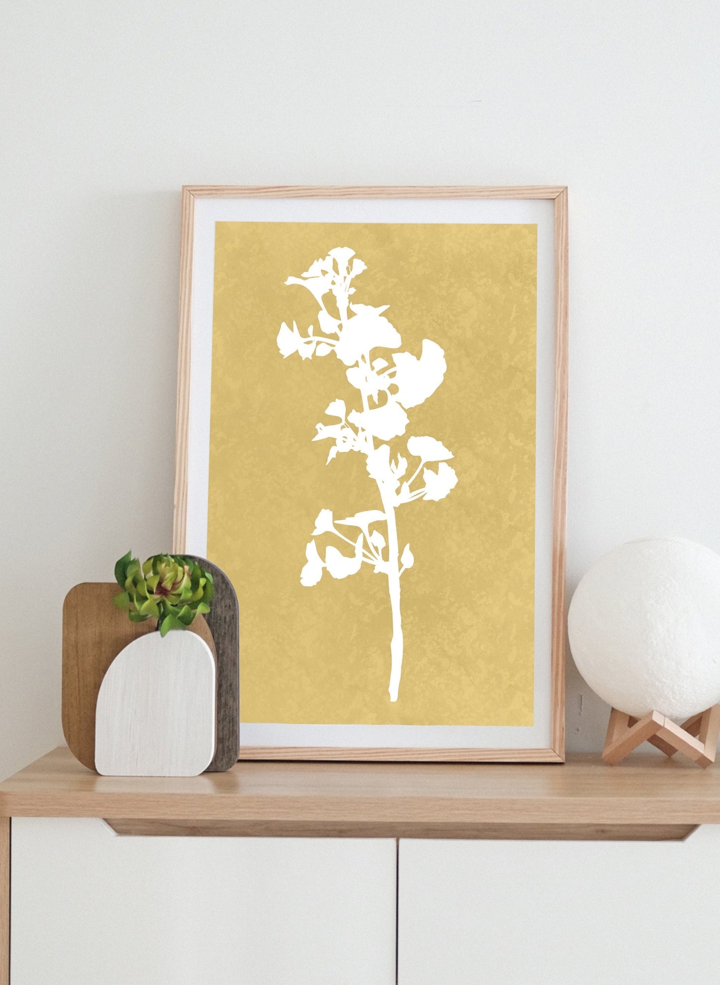 Yellow Leaf Graphic Print | Minimalist Floral Print