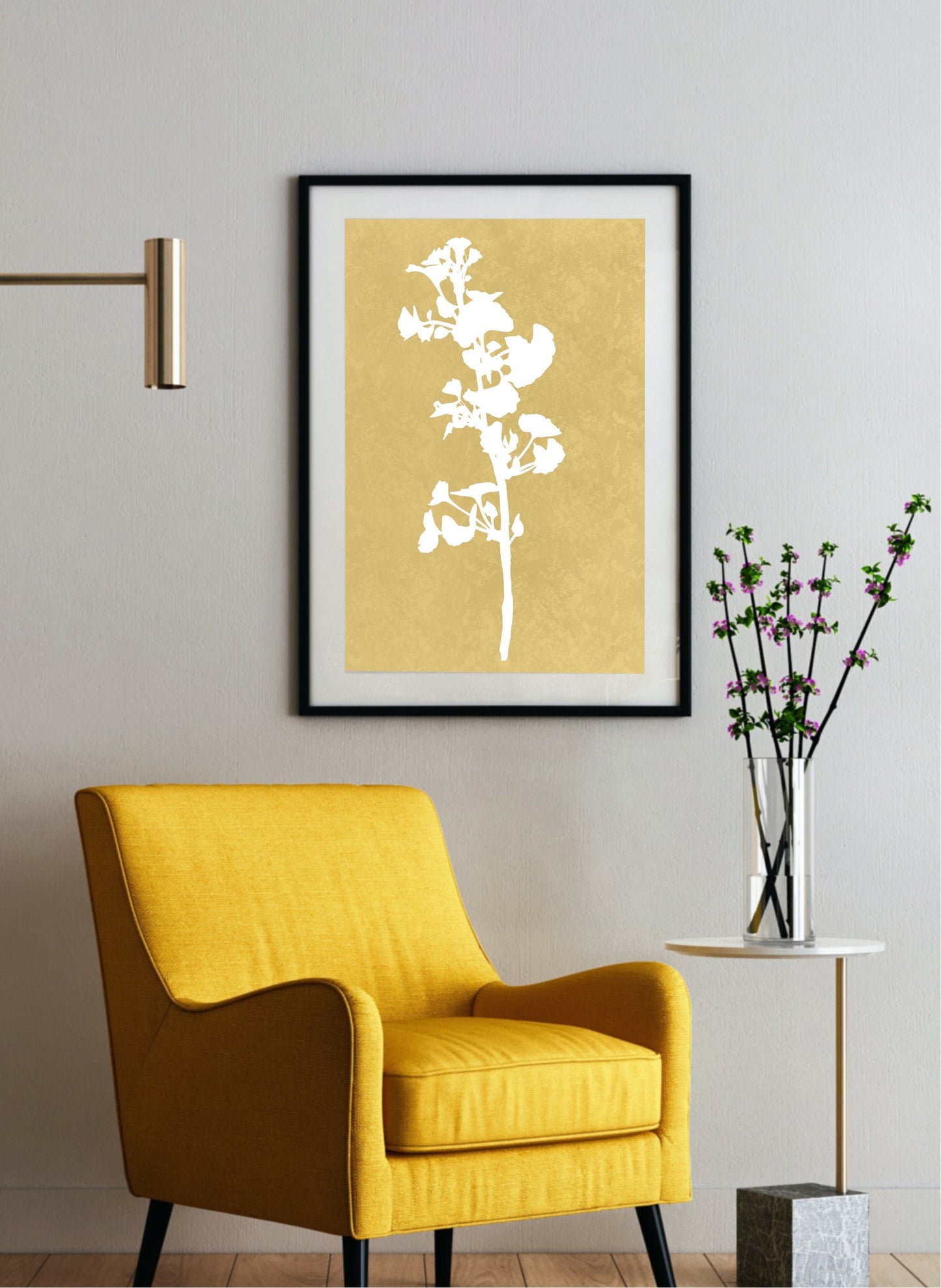Yellow Leaf Graphic Print | Minimalist Floral Print
