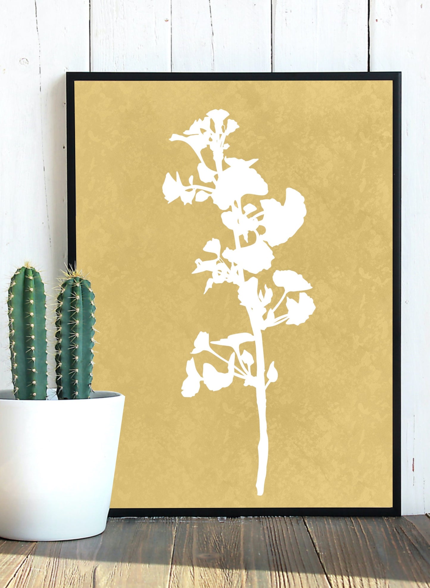Yellow Leaf Graphic Print | Minimalist Floral Print