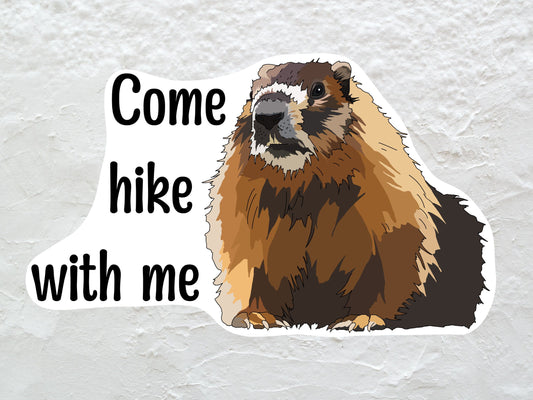 Marmot Hiking Sticker - Nature lover- animal lover - Vinyl Decal, Waterproof Outdoor Use, UV resistant Decal