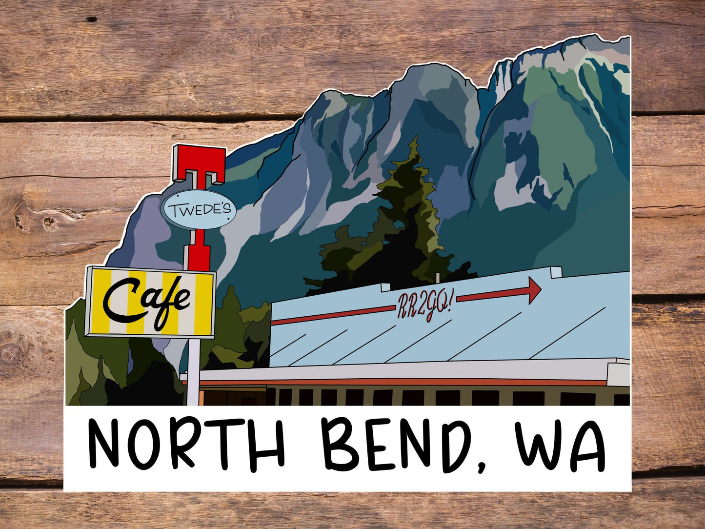 North Bend, Washington Sticker - Mt. Si and Little Si Vinyl Decal, Waterproof Outdoor Use, UV resistant Decal, Pacific Northwest