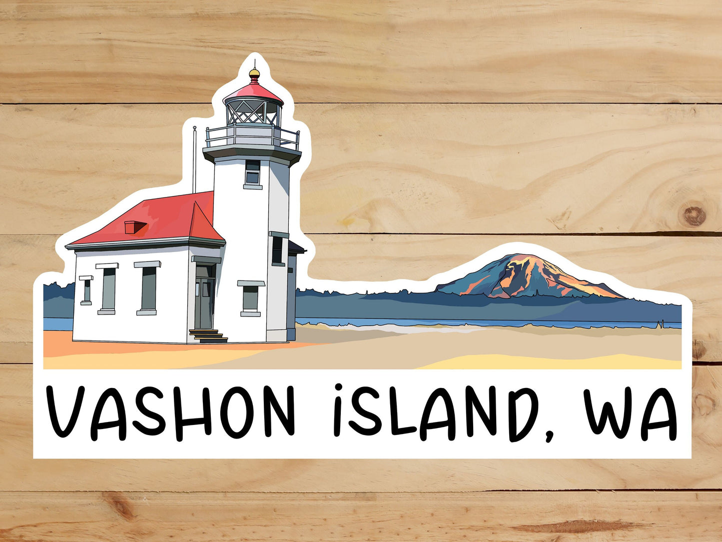 Vashon Island, Washington Sticker - Mount Rainier Vinyl Decal, Waterproof Outdoor Use, UV resistant Decal, Pacific Northwest