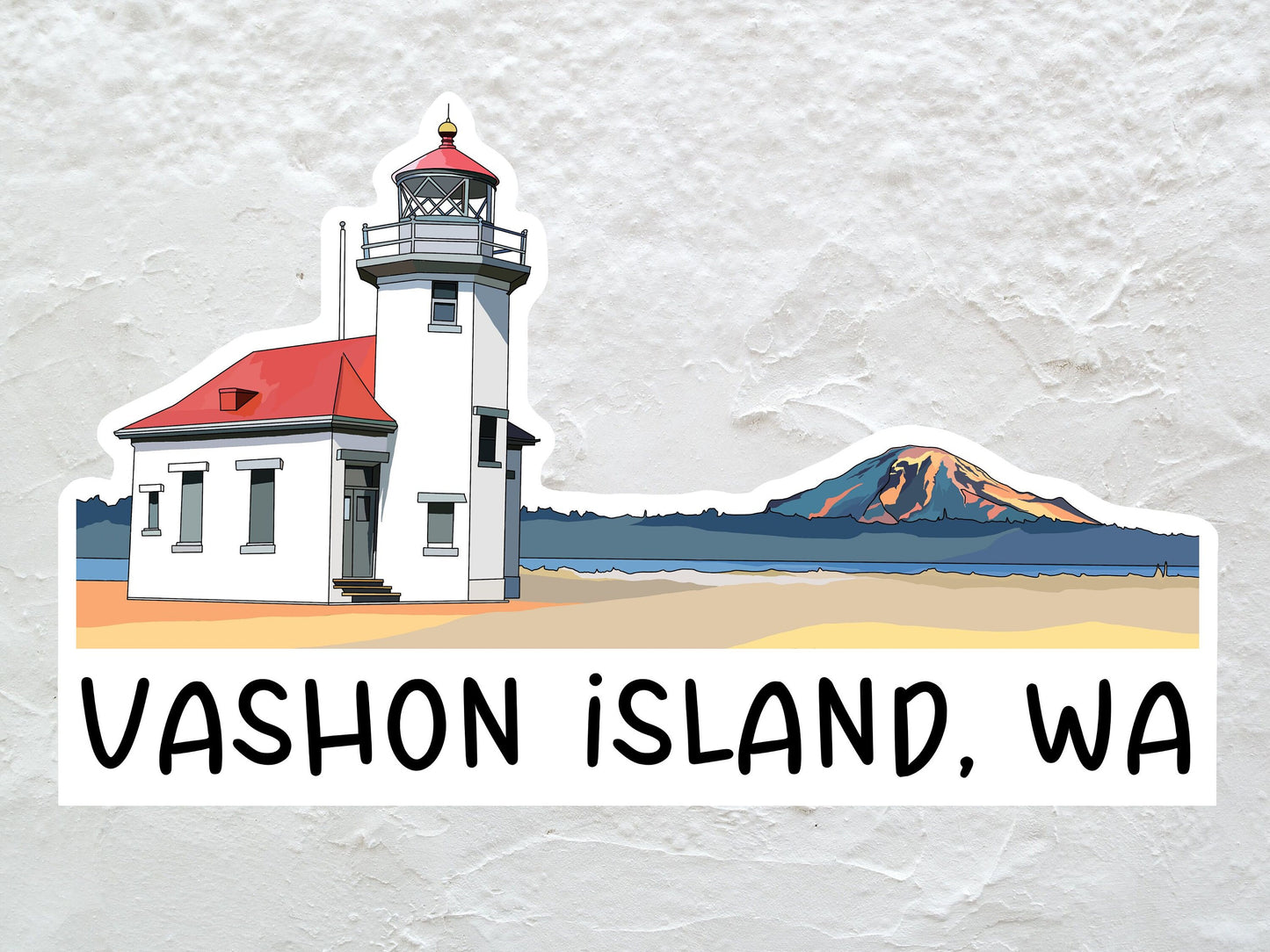 Vashon Island, Washington Sticker - Mount Rainier Vinyl Decal, Waterproof Outdoor Use, UV resistant Decal, Pacific Northwest