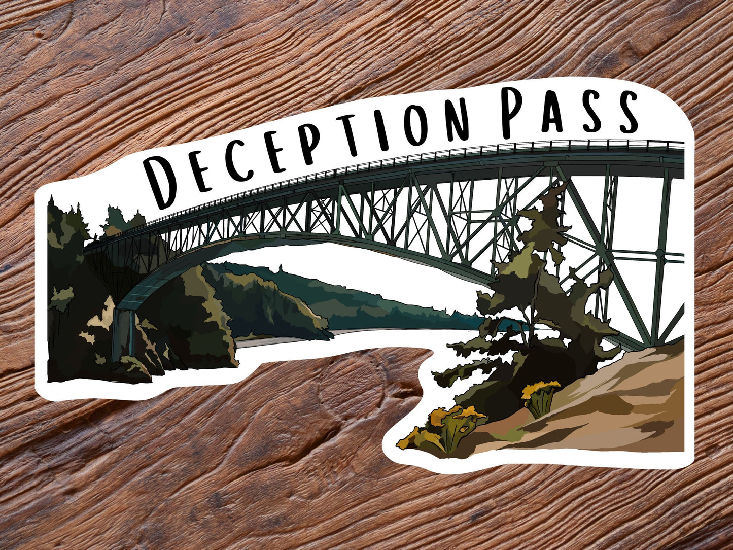 Deception Pass, Washington Sticker - State Park, Whidbey Island - Vinyl Decal, Waterproof Outdoor Use, UV resistant Decal, Pacific Northwest