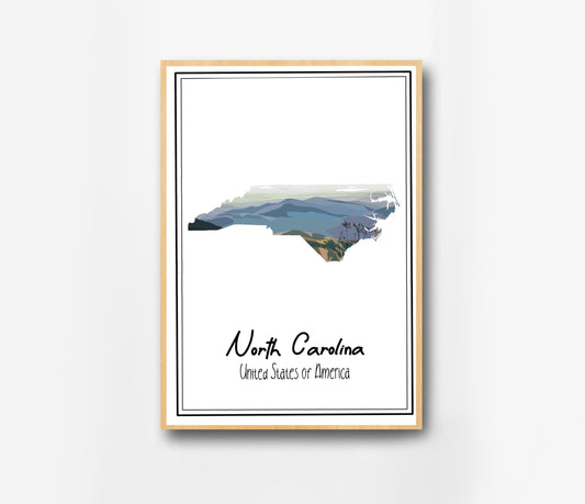 North Carolina Poster | Travel Print Blue Ridge Mountains