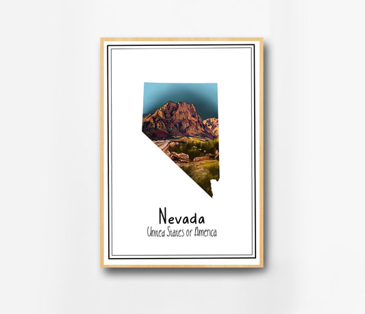 Nevada Poster | Travel Print Red Rocks Park