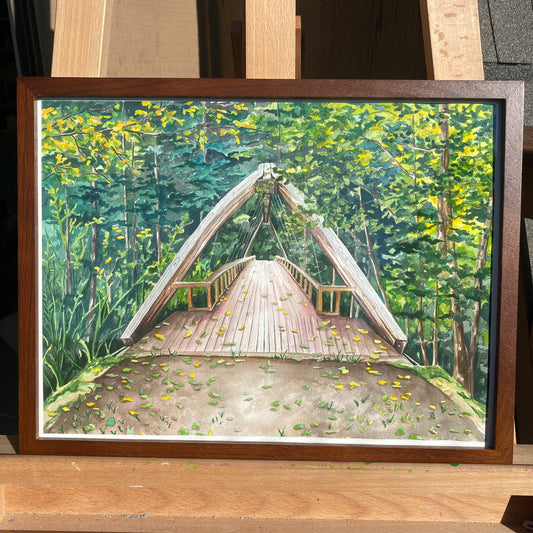 Middle Fork Suspension Bridge | Original Watercolor Painting