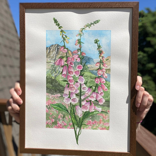 Foxglove in Bloom | Framed Original Watercolor Painting