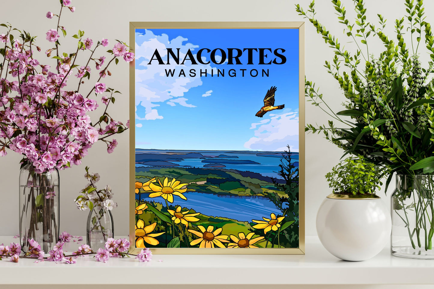 Anacortes, Washington Travel Poster Art Print